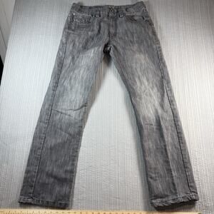 Helix Gray Denim Jeans Acid Washed Faded Men’s 34 Y2K Streetwear Grunge Urban